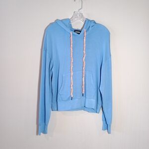 Monrow Softfleece Kangaroo Pullover Hoddie In Sailing Blue Size S